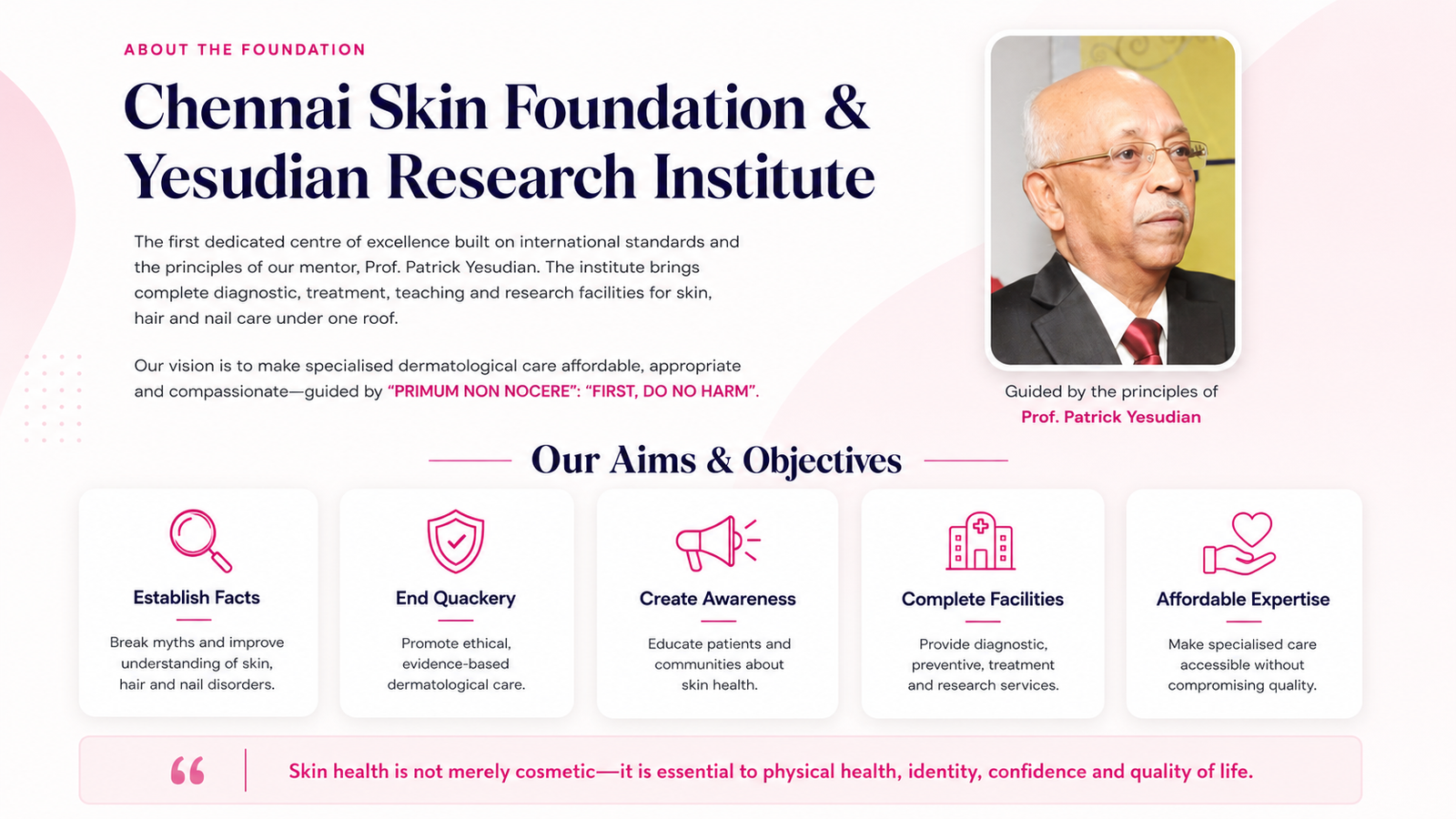 About Chennai Skin Foundation and Yesudian Research Institute