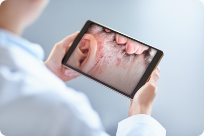 Remote dermatology review using a tablet